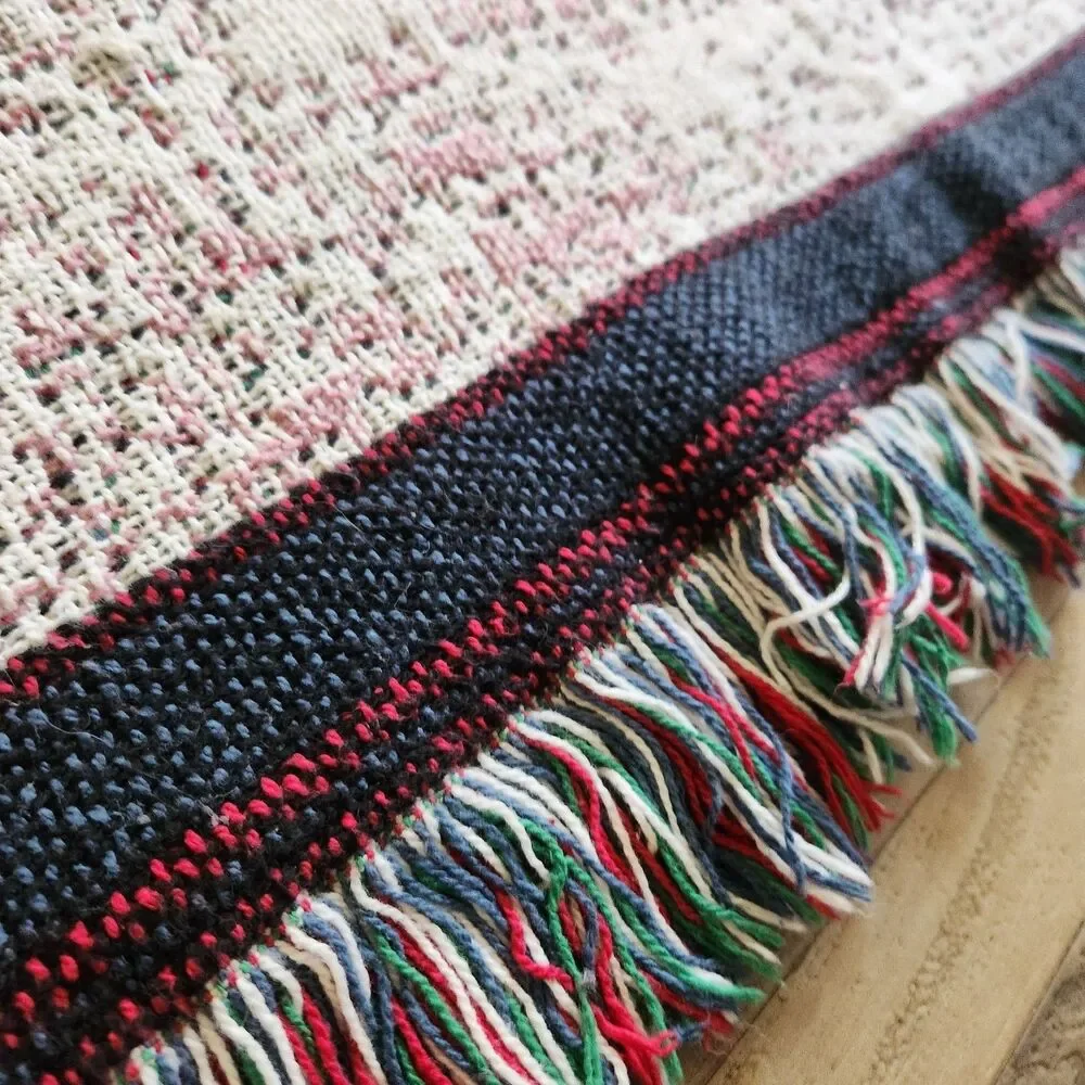 Christmas Sledding Children Woven Victorian Tapestry Throw W/Fringe 68